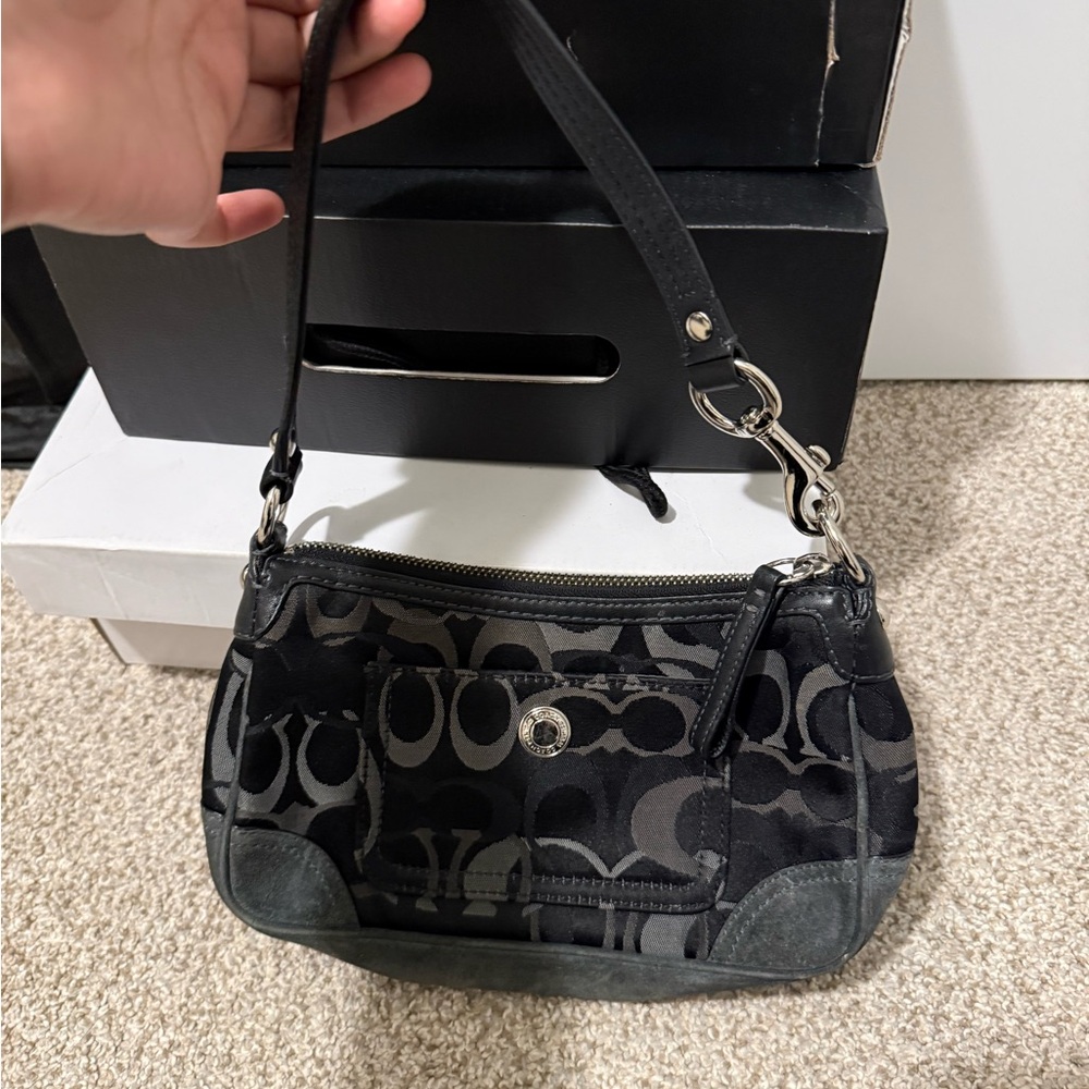Vintage Coach Signature Black Small Demi Shoulder Bag Y2K